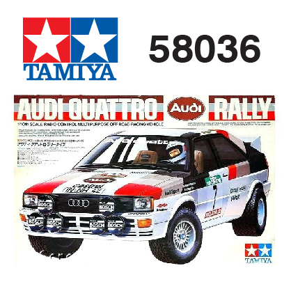 The Tamiya Audi Quattro RC car number 58036