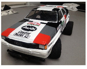 The Tamiya Audi Quattro RC car number 58056